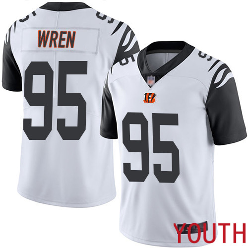Cincinnati Bengals Limited White Youth Renell Wren Jersey NFL Footballl #95 Rush Vapor Untouchable->youth nfl jersey->Youth Jersey